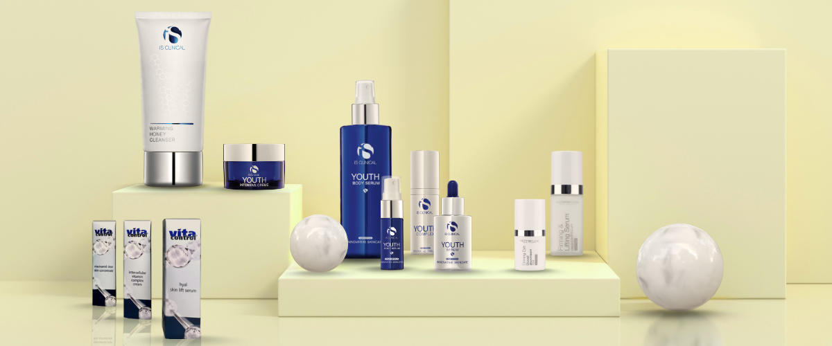 Glowé Onlineshop mit den Produkten von iS Clinical, Dermatude und Vitacontrol